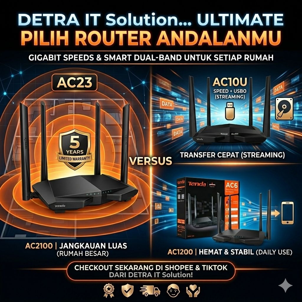 Tenda AC6 AC8 AC10U AC23 Wireless Router AC1200 Smart Dual-Band WiFI Router - Bekas / Baru