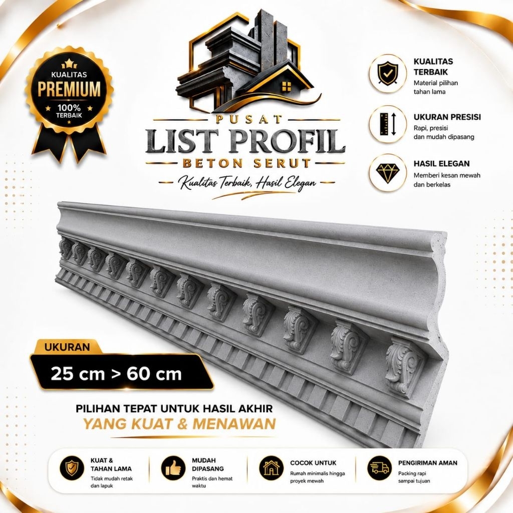 Lisplang Profil Beton Motif Viano Korbel, List Profil Beton Motif Korbel