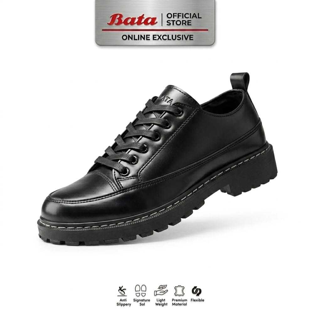 BATA - Sepatu Docmart Pria Original Full Black Oxford Kulit Asli Casual Unisex
