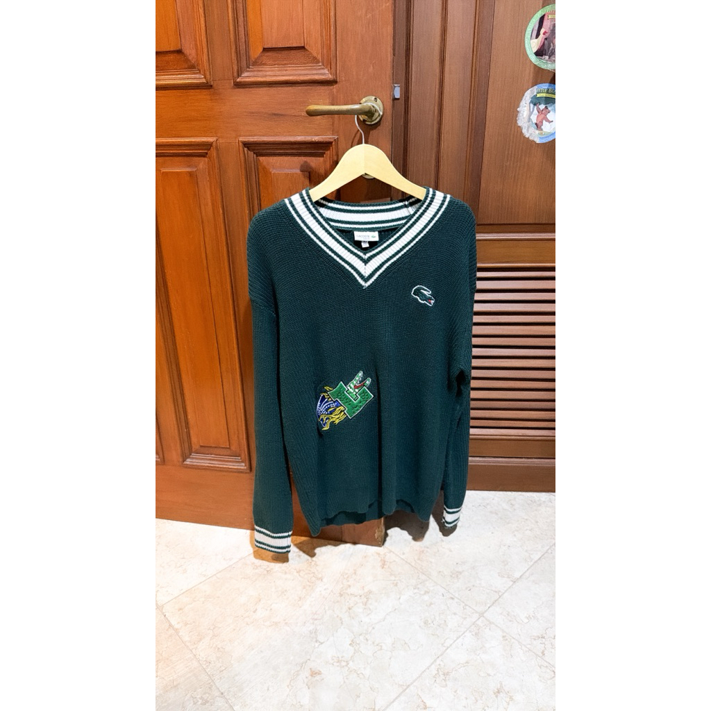 Sweater Rajut Knit Lacoste Comic Badge Green