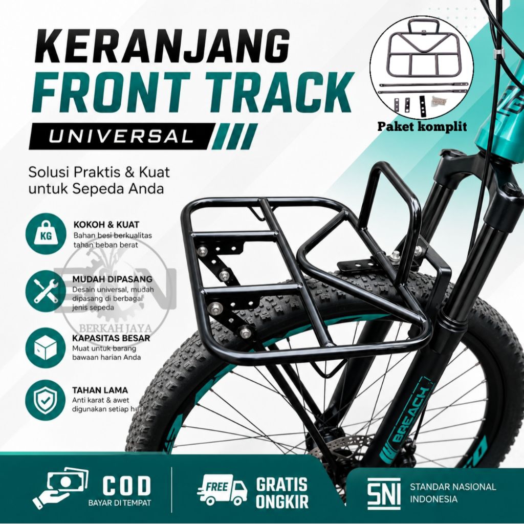 Keranjang Sepeda Depan Front Track Universal MTB Federal Lipat Fixie Alas Kayu Premium Tahan Beban 1