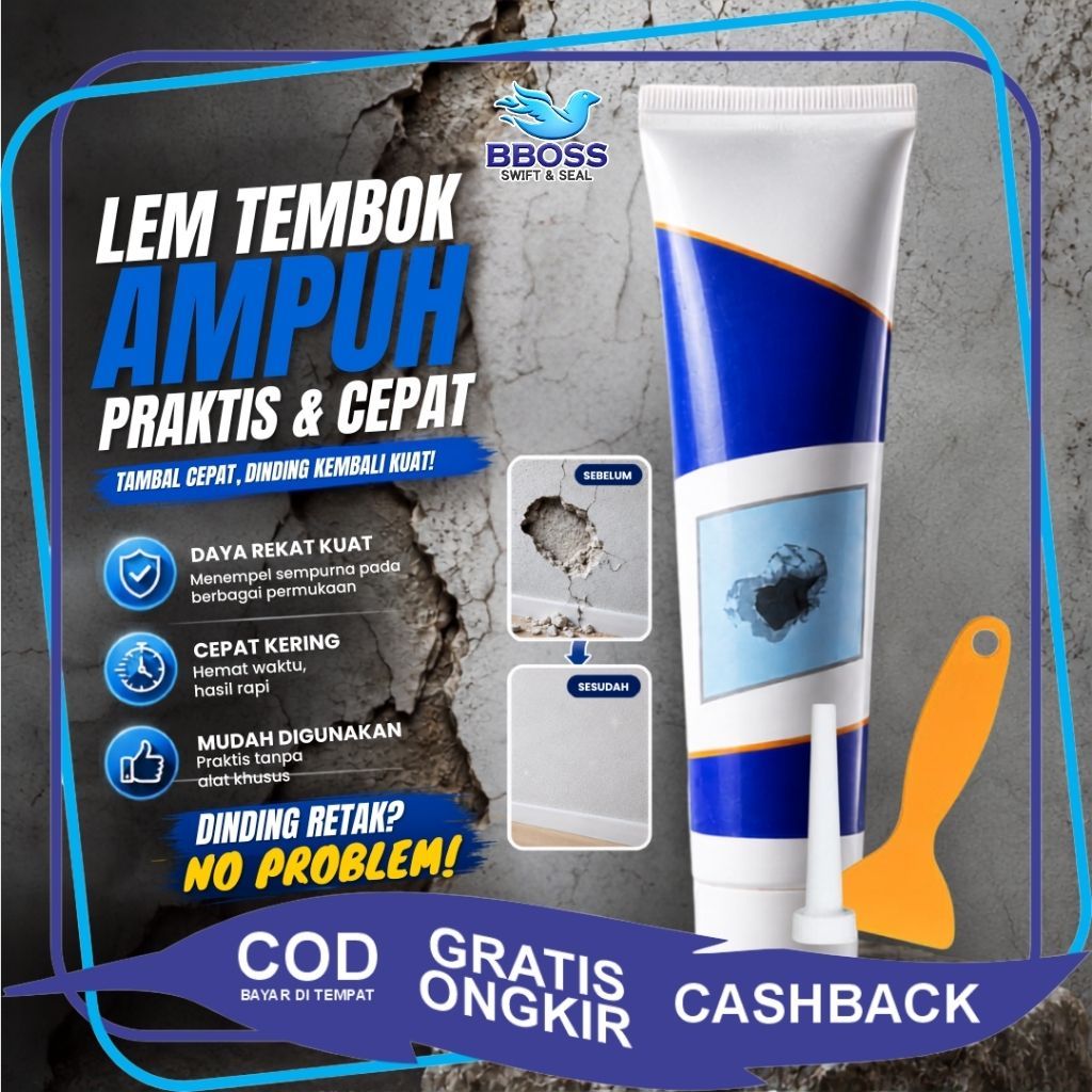 [BBOSS] Dempul Dinding Tembok Retak 250g - Perekat Perbaikan Tembok Dinding Retak - Wall Repair