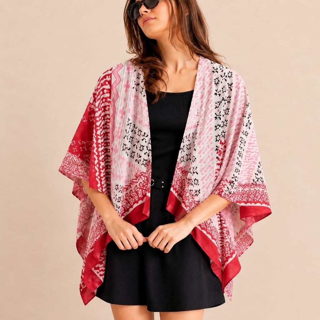 COD outer scarf kimono batwing  Merah putih 17 Agustusan/ outer scarf outwer best  seller / outerwae