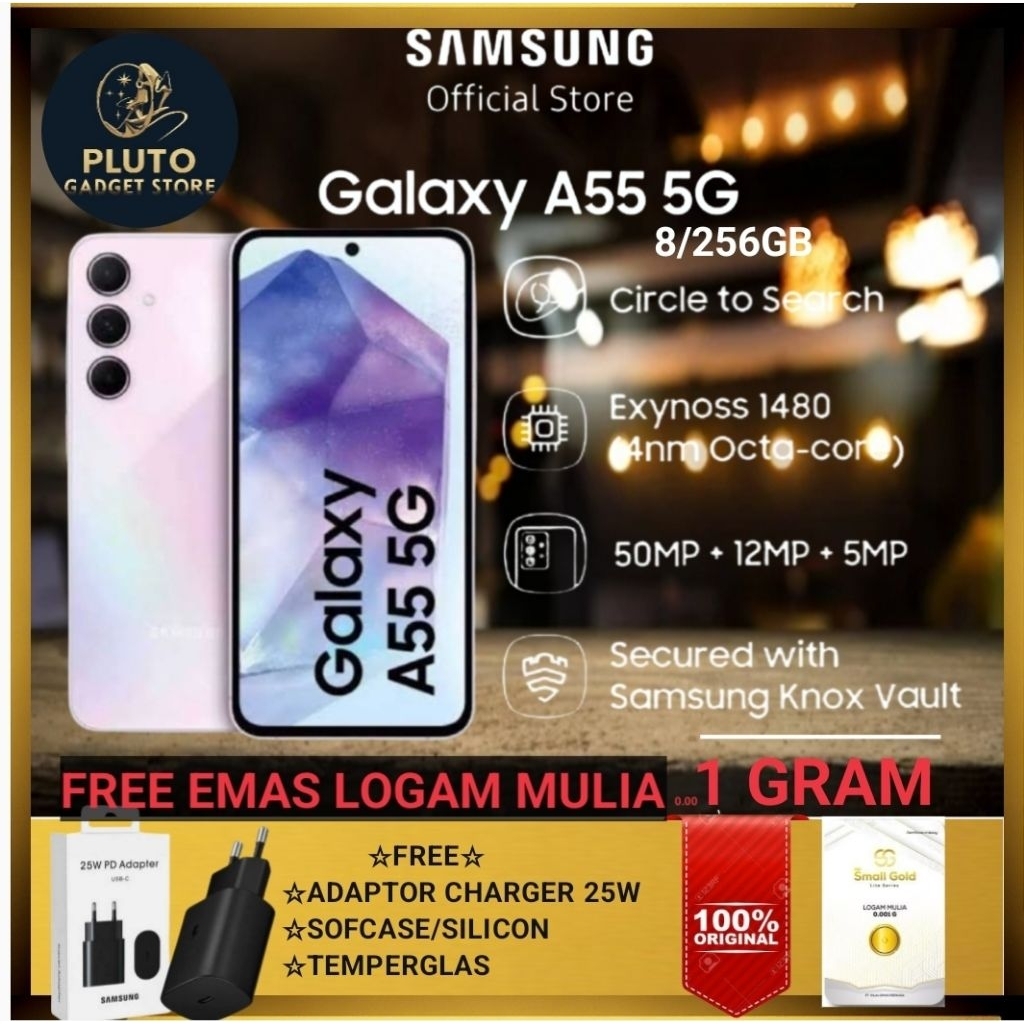 SAMSUNG A55 5G RAM 8/256GB FREE ADAPTOR 25W SECOND LIKE NEW