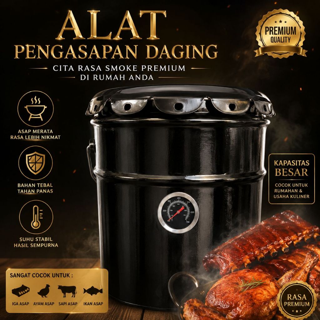 ALAT PENGASAPAN DAGING IKAN KAPASITAS 25LITER .TONG PENGASAPAN