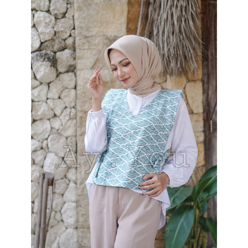 Vest Batik Wanita Modern Etnik Bahan Kat un Rompi Outer Katun Premium || Atasan Vest Batik Pria Wani