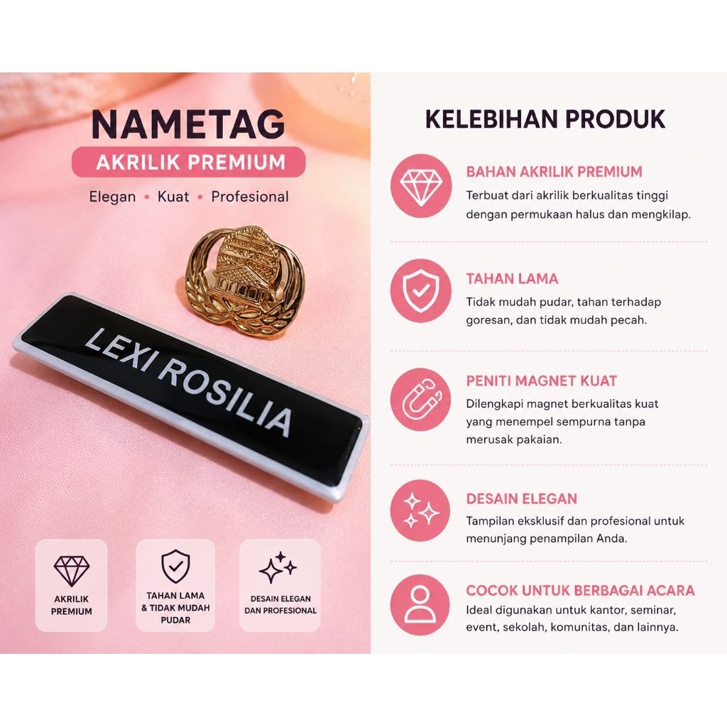 Name Tag PNS ASN + Pin KORPRI 1 Set Custom Magnet/Peniti