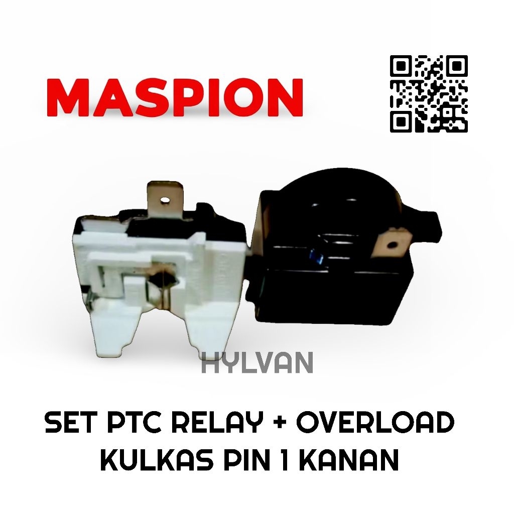 SET PTC RELAY + OVERLOAD KOMPRESOR KULKAS MASPION 1 PINTU