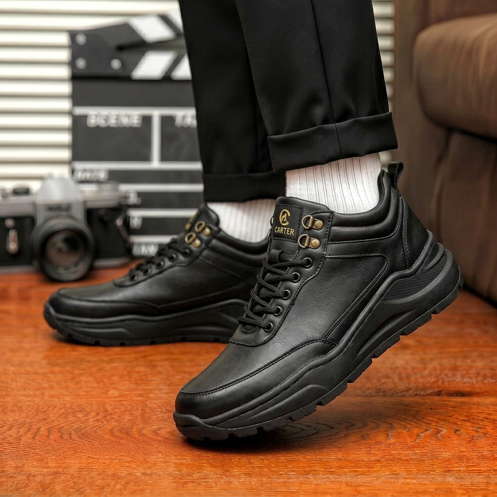 Sepatu Sneakers Chunky Hitam Pria Sole Tebal