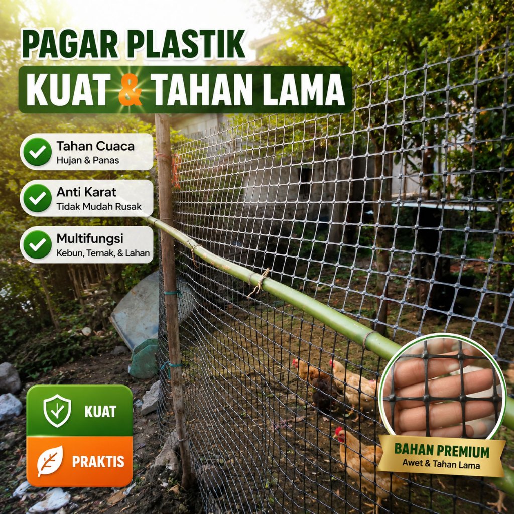 Jaring Ram Plastik Premium Hexagonal Tebal 2,5cm Kandang Ayam Hiasan Pagar Rumah
