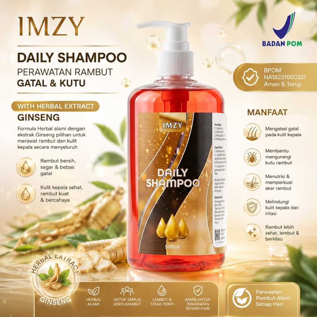 IMZY DAILY SHAMPOO Sampo perawatan ANAK dan DEWASA sampo kutu dan ketombe BPOM Original