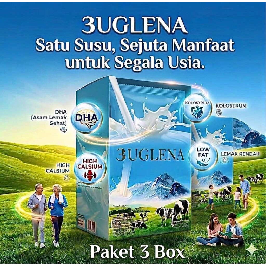 3uglena Susu bubuk Kolostrum  sapi  tinggi kalsium DHA Obat Diabetes Kolestrol Hipertensi Tulang nye