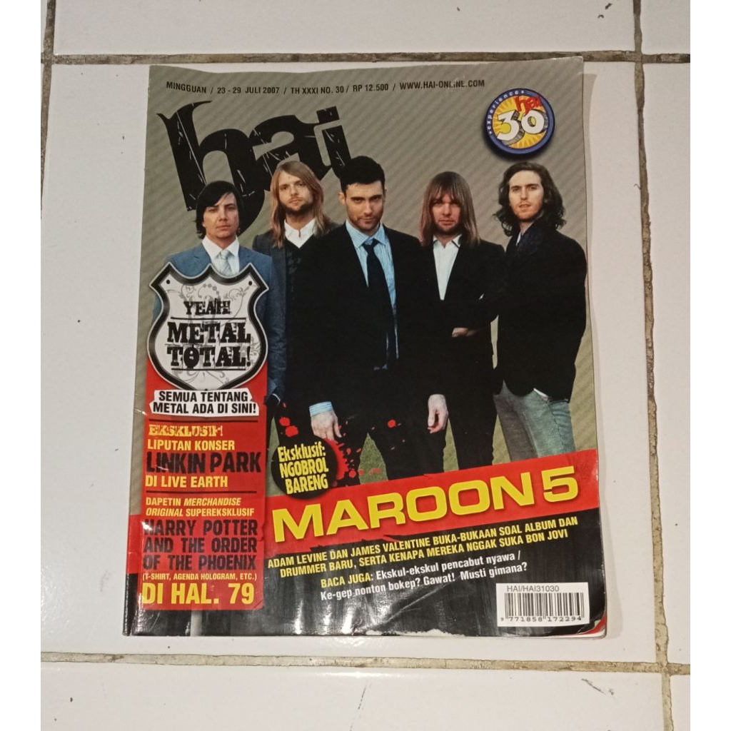 Majalah Hai Maroon 5 Edisi Juli 2007 Original