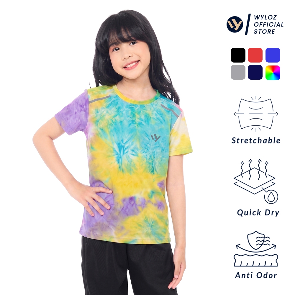 WYLOZ Kaos Training Olahraga Anak Cewek Baju Gym Lari Anak Perempuan Lengan Pendek Lolipop TK SD SMP