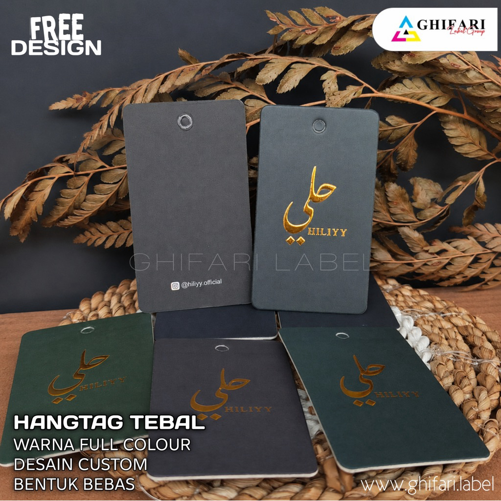 HANGTAG FOIL+MBOS hangtag label baju/hangtagp premium foil embos/hangtag Elegan hangtag premium/hang