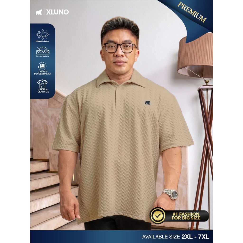 XLUNO Troy Polo Khaki Baju Polo Knit Pria Jumbo Big Size Lengan Pendek