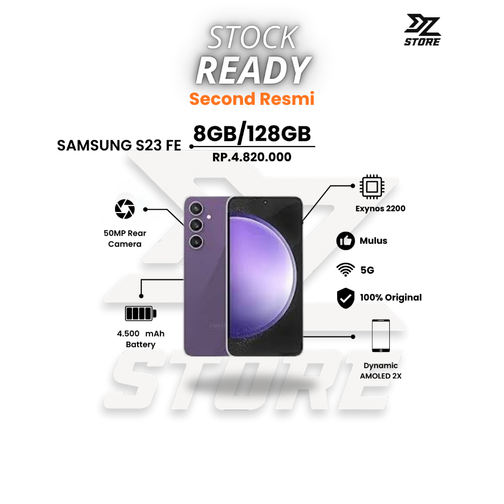 Samsung Galaxy S23 FE 5G 8GB+128GB Second Dynamic AMOLED 2X 64 inci 120Hz - Exynos 2200 - 50MP Rear 