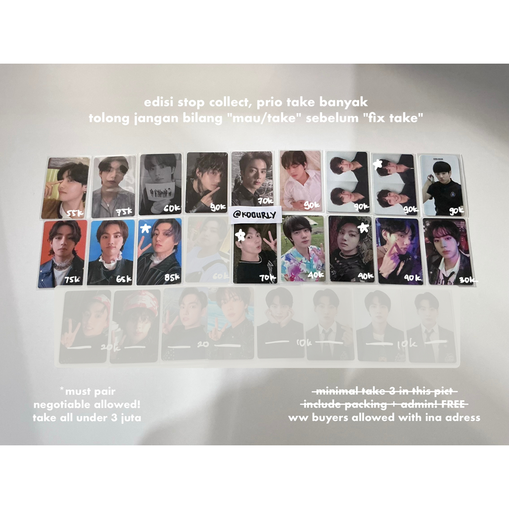[ Ready Stock / Onhand, BACA DESK ] Part 1, BTS PC Photocard Album Only Butter PTD MOTS7 ITS Tear U 