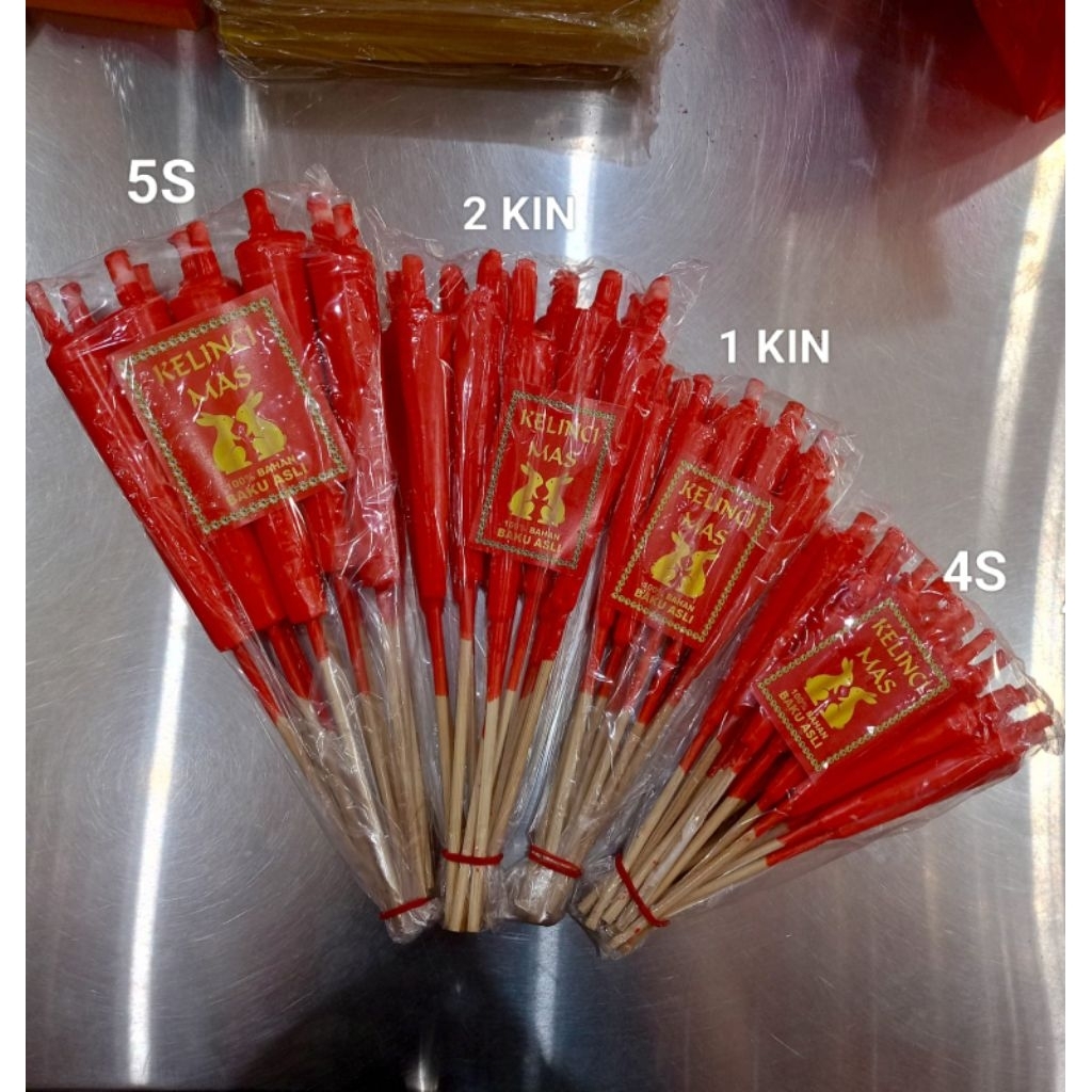 [LILIN] Lilin Kaki Kelinci Mas Merah 4 Ukuran/Lilin Kaki Merah/Lilin Kaki Bambu 4S (10 Pasang)/Lilin