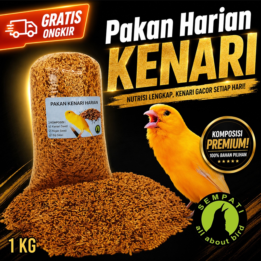 SEMPATI Pakan Kenari Harian 1 Kg Sempati Kenari Canary Seed Nigger Niger Seed Biji Sawi Pakan Makana