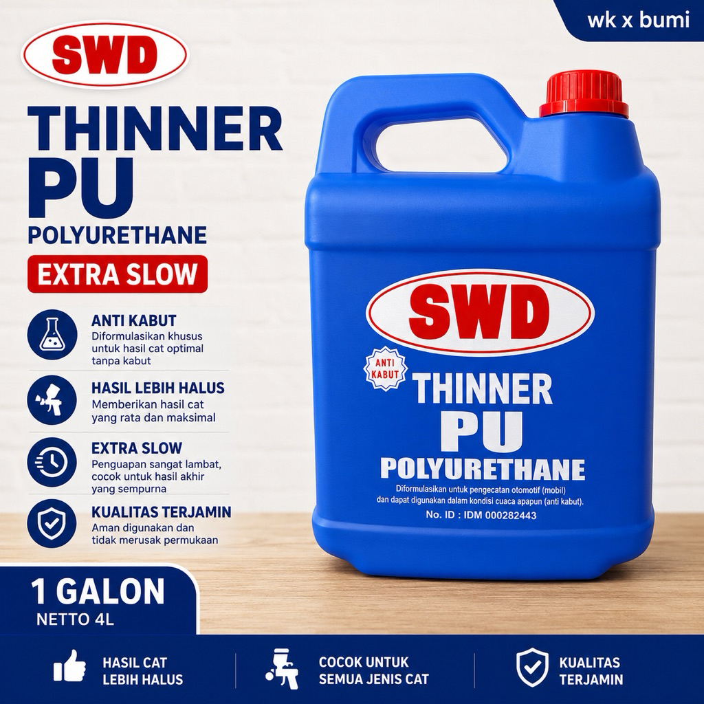 SWD Thinner PU Polyurethane Anti Kabut 4 Liter | Thinner Cat PU Automotive Mobil Berkualitas
