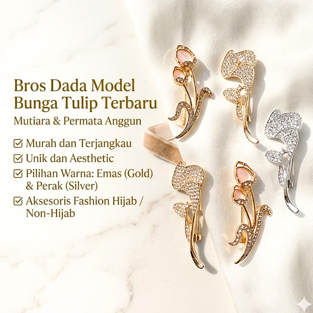 Bros dada bunga tulip/bros tulip permata/bros hijab dada fashion
