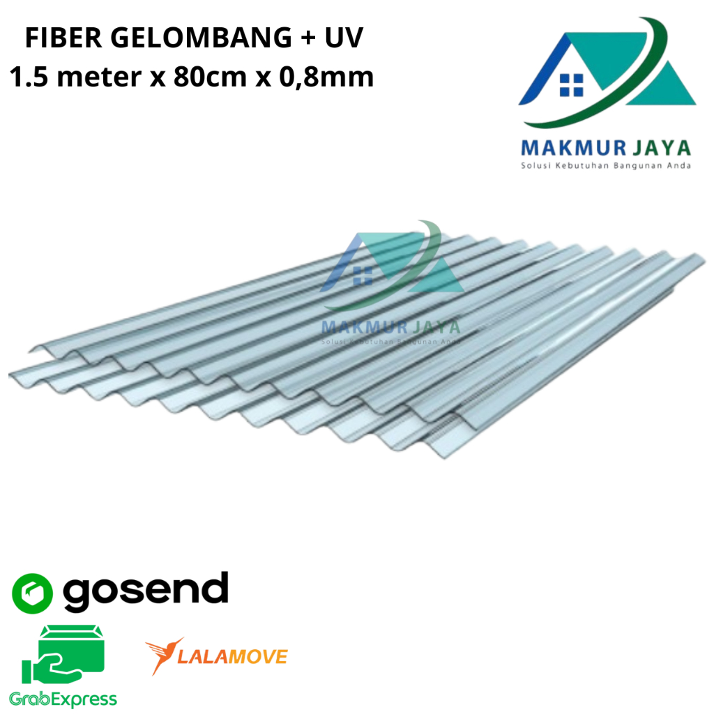 Fiber Gelombang 1.5 Mtr + 80 cm UV PROTECTION / Atap Transparant PVC / Atap Fiber Plastik