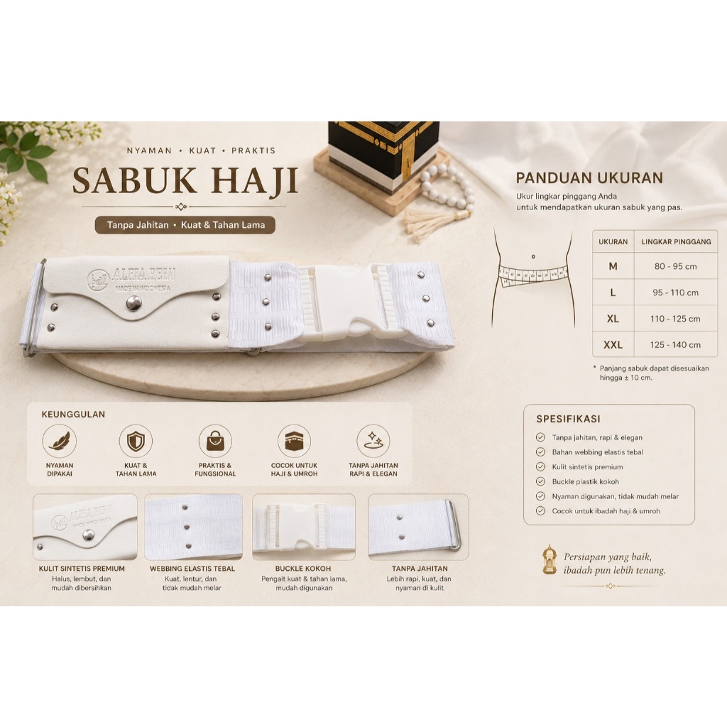 Sabuk Haji Umroh Sabuk Putih Sabuk Ihram Sabuk Betawi Belt Haji