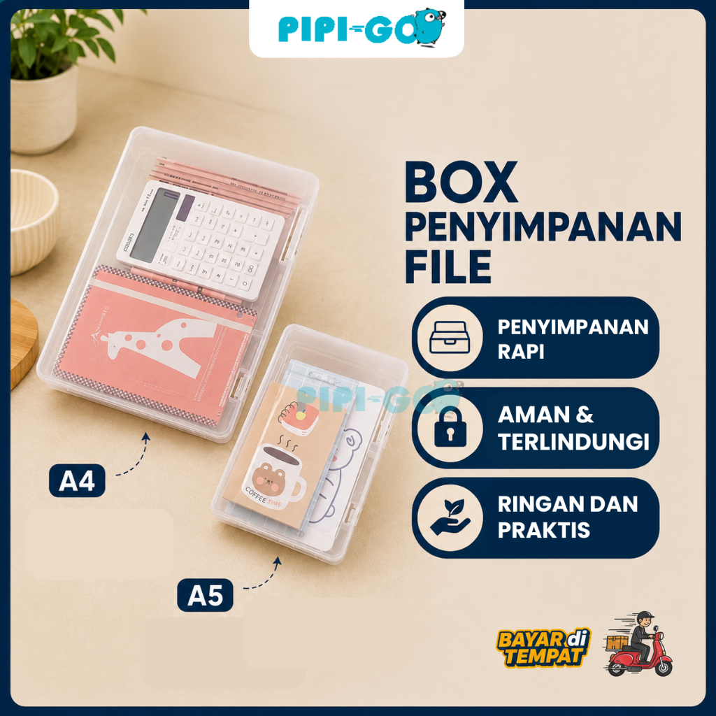 PPG - Kotak Penyimpanan File A4 A5 Clear Folder Kotak Penyimpanan Plastik Transparan