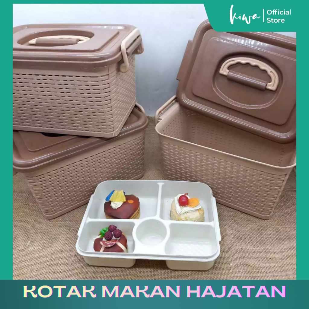 Kotak Makan Hajatan Lunch Box Plastik Rotan Coklat Gisella Keranjang Motif Rotan Gisella Keranjang L