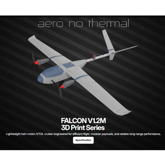 3D Print KIT RC Pesawat Modular Detachable Falcon V1.2M VTOL Aero No Thermal RC KIT Plane | FALCON V