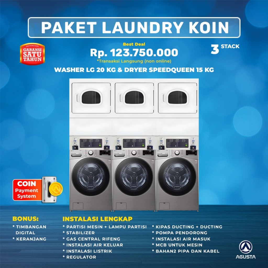 Paket Laundry LG20KG dengan SQ koin