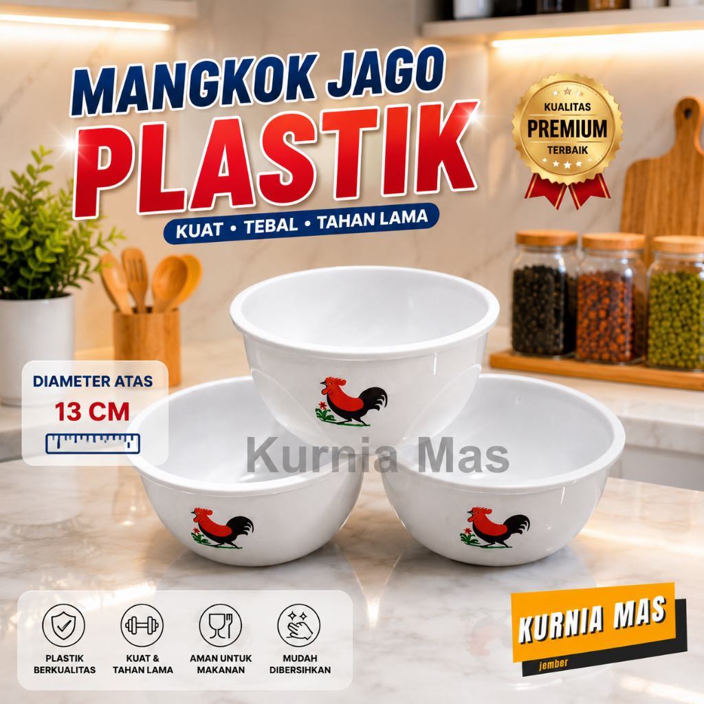 Mangkok Ayam Jago Plastik Mangkok Bakso Mangkuk Plastik Ramen Udon Kecil Tebal Bagus