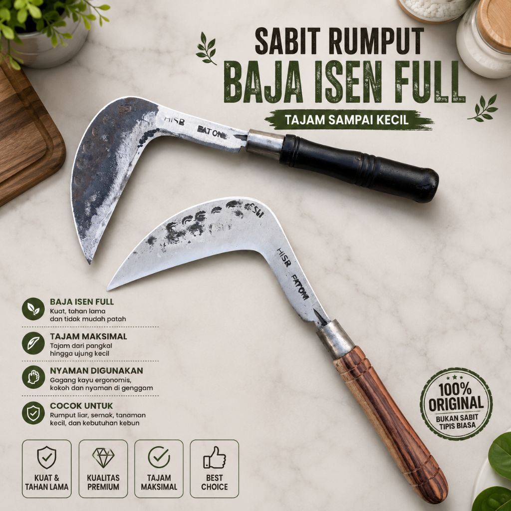 Arit rumput longok HISR Fatoni lumayan kecil Bahan baja isen full tembus super tajam