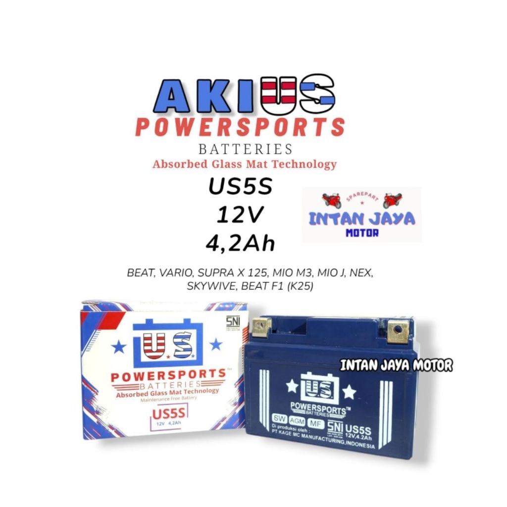1 pcs AKI US POWER SPORT US5S / GTZ5S / YTZ5S FULL KERING AKI US POWERSPORT ORIGINAL AKI MOTOR BEAT 