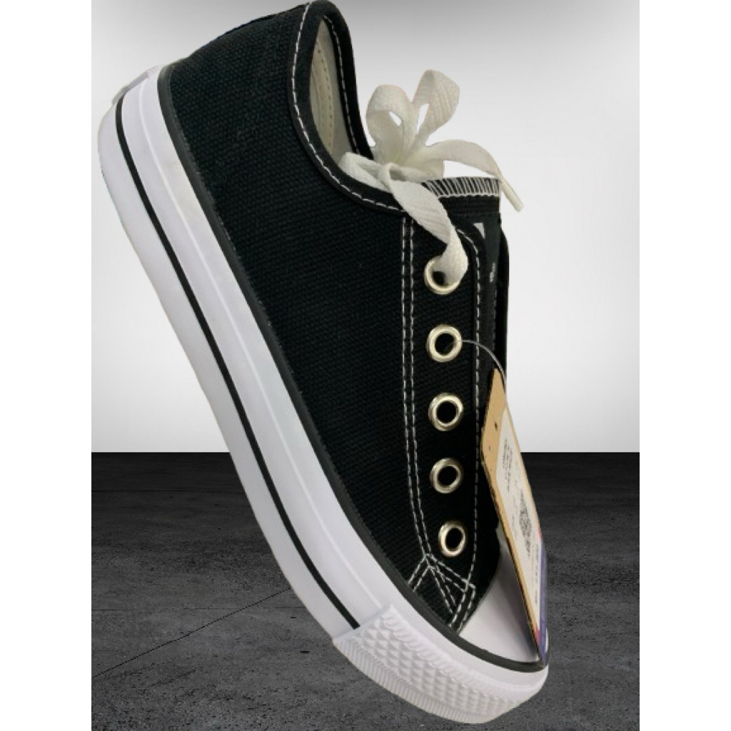 Sepatu CONVINCE Low Black White - Sepatu Sneaker Canvas Convince - Sepatu Sekolah & Kerja