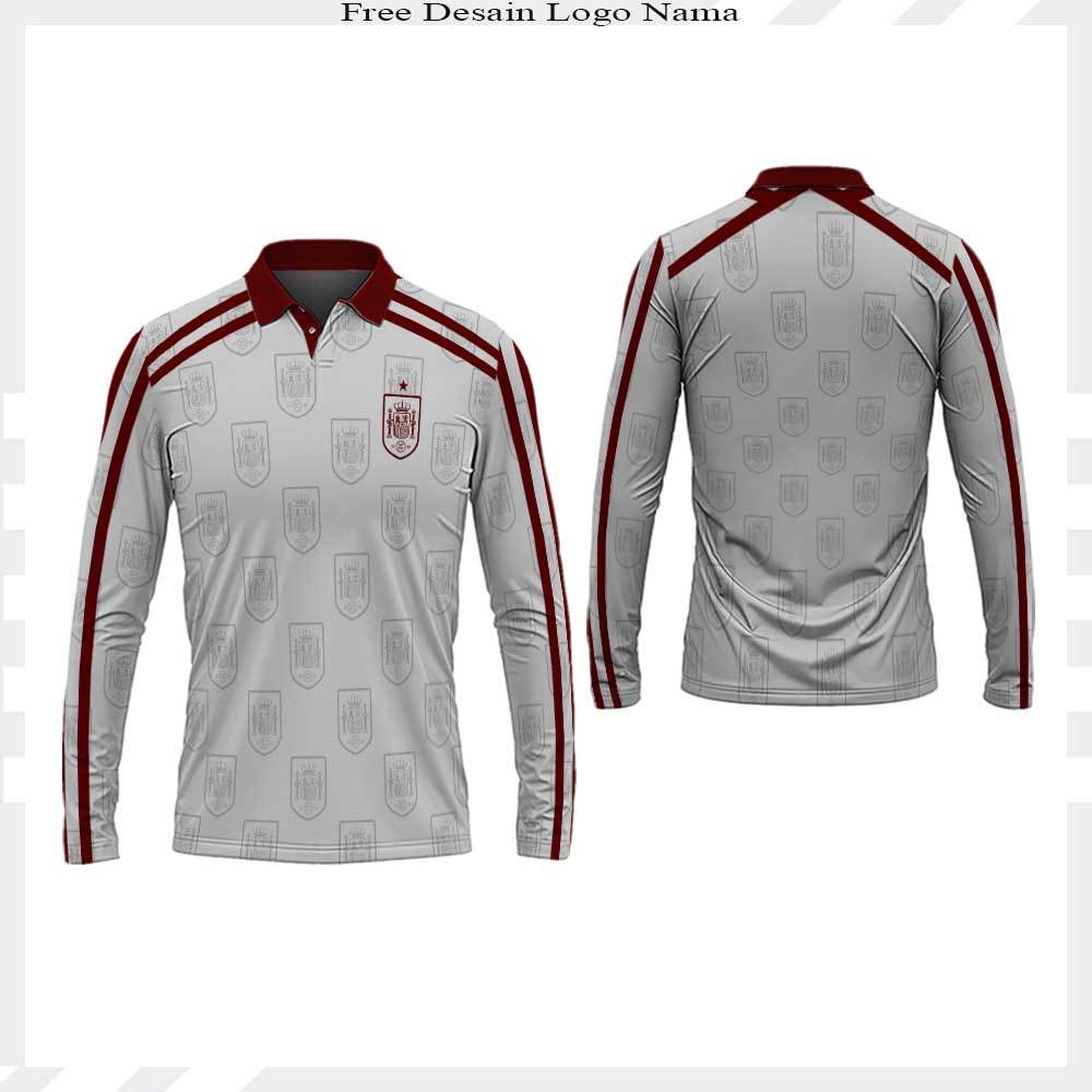 Kaos Polo Lengan Panjang Jersey Suporter Spanyol Pildun 2026 - Jersey Spanyol Piala Dunia 2026