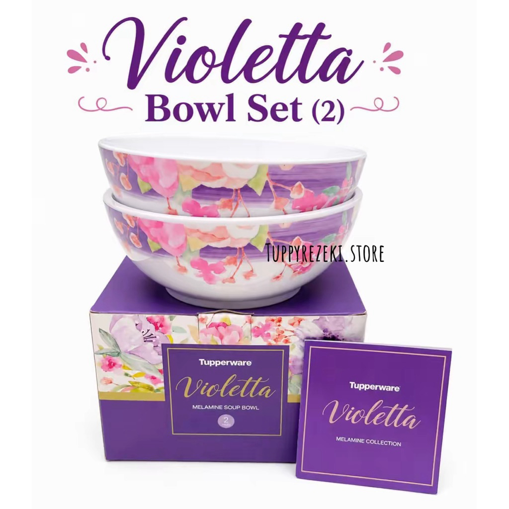 (1 SET) Tupperware Melamine Violetta Soup Bowl 550ml (2pcs) + GIFTBOX