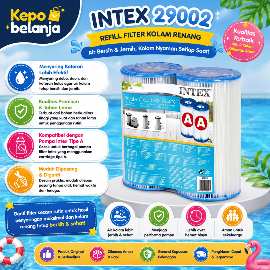 Intex 29002 | Refill Filter Intex 29002 isi 2 | catridge filter kolam renang Intex 29002