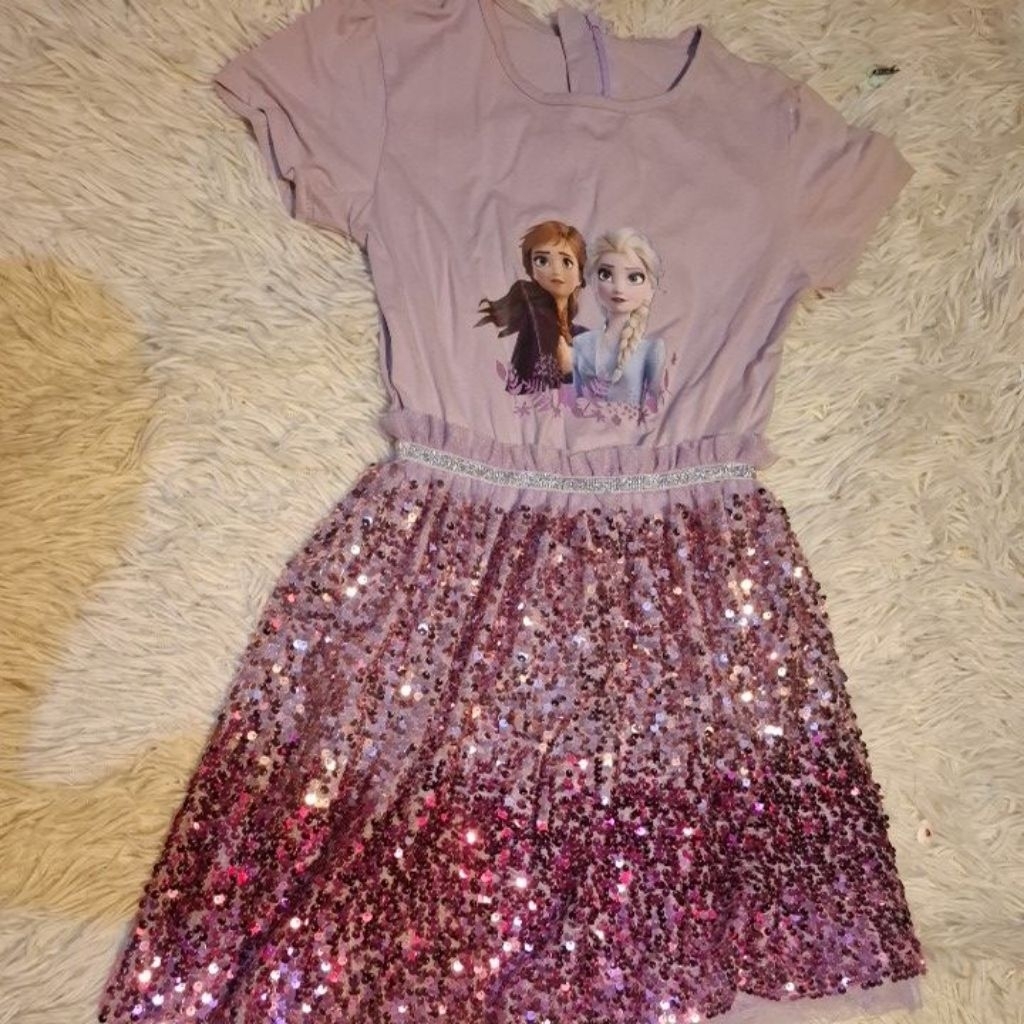 Overall kaos dress Frozen Elsa Anna rok bling bling PRELOVED