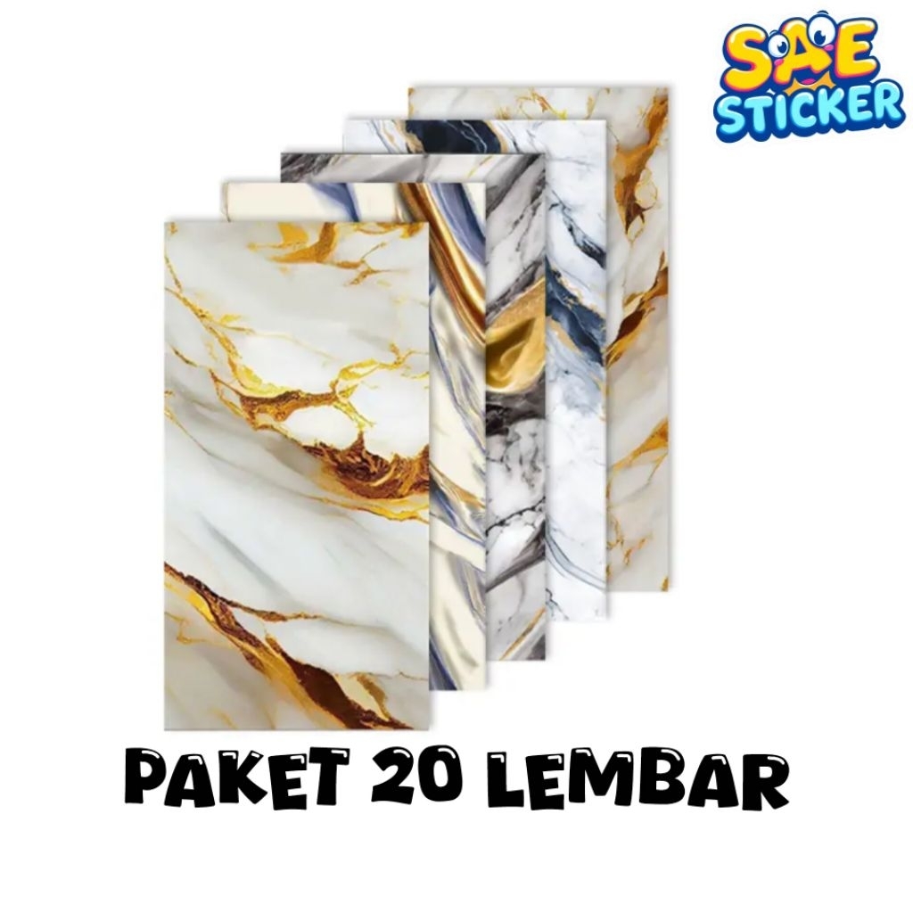 Wallpaper Marmer 3D Foam Sticker Dinding Wolfoam Keramik 30cm x 60cm 20 Lembar