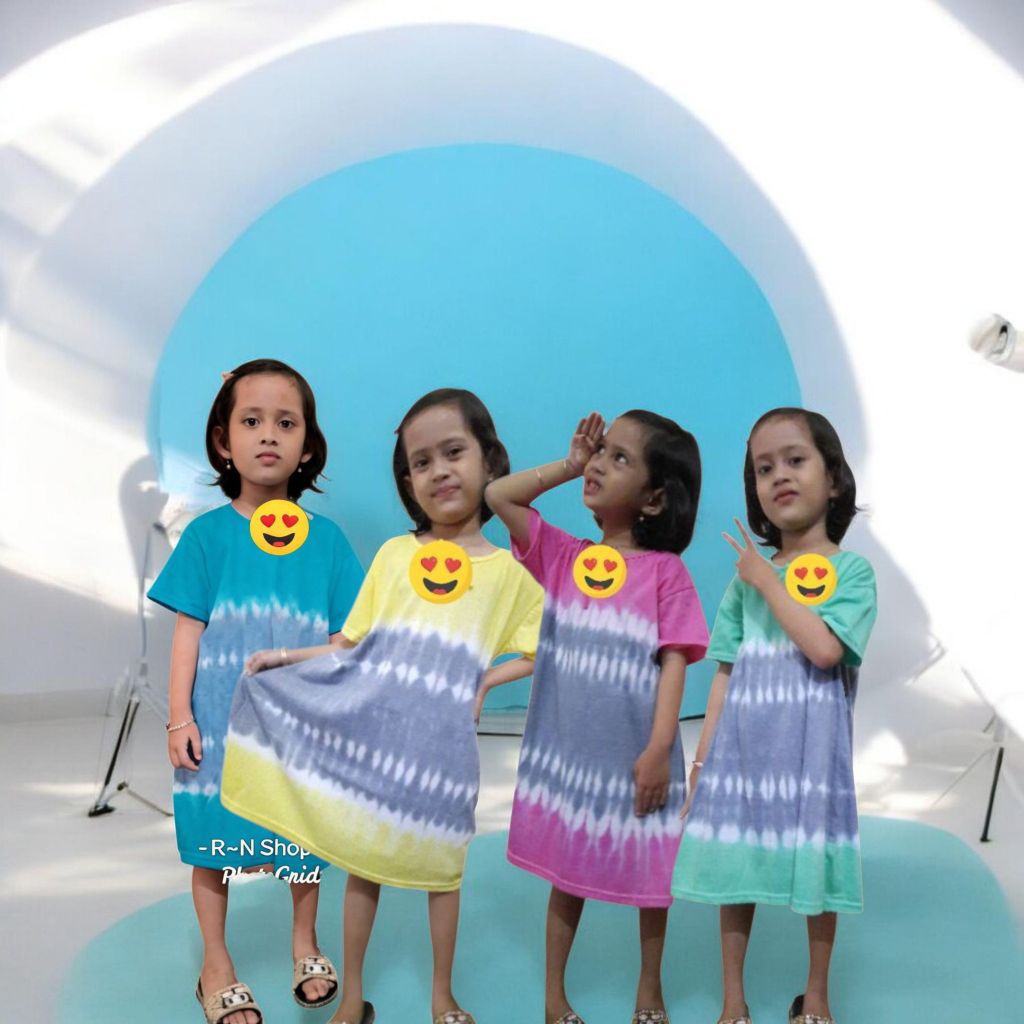 Daster kaos anak motif pelangi bahan kaos/daster anak/baju daster anak/pakaian anak perempuan/dress