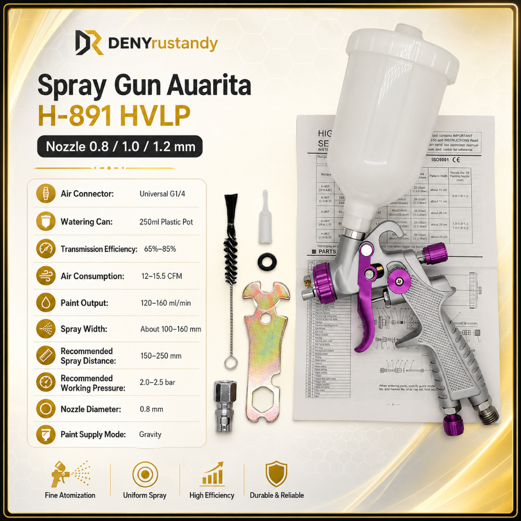 Spray Gun Auarita H891 HVLP 0.8/1.0/1.2mm Cup 250ml