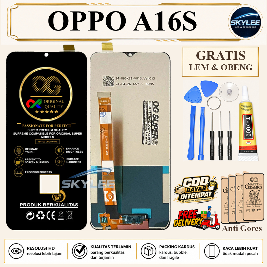 LCD OPPO A16S LCD Fullset Touchscreen Bonus Lem Obeng