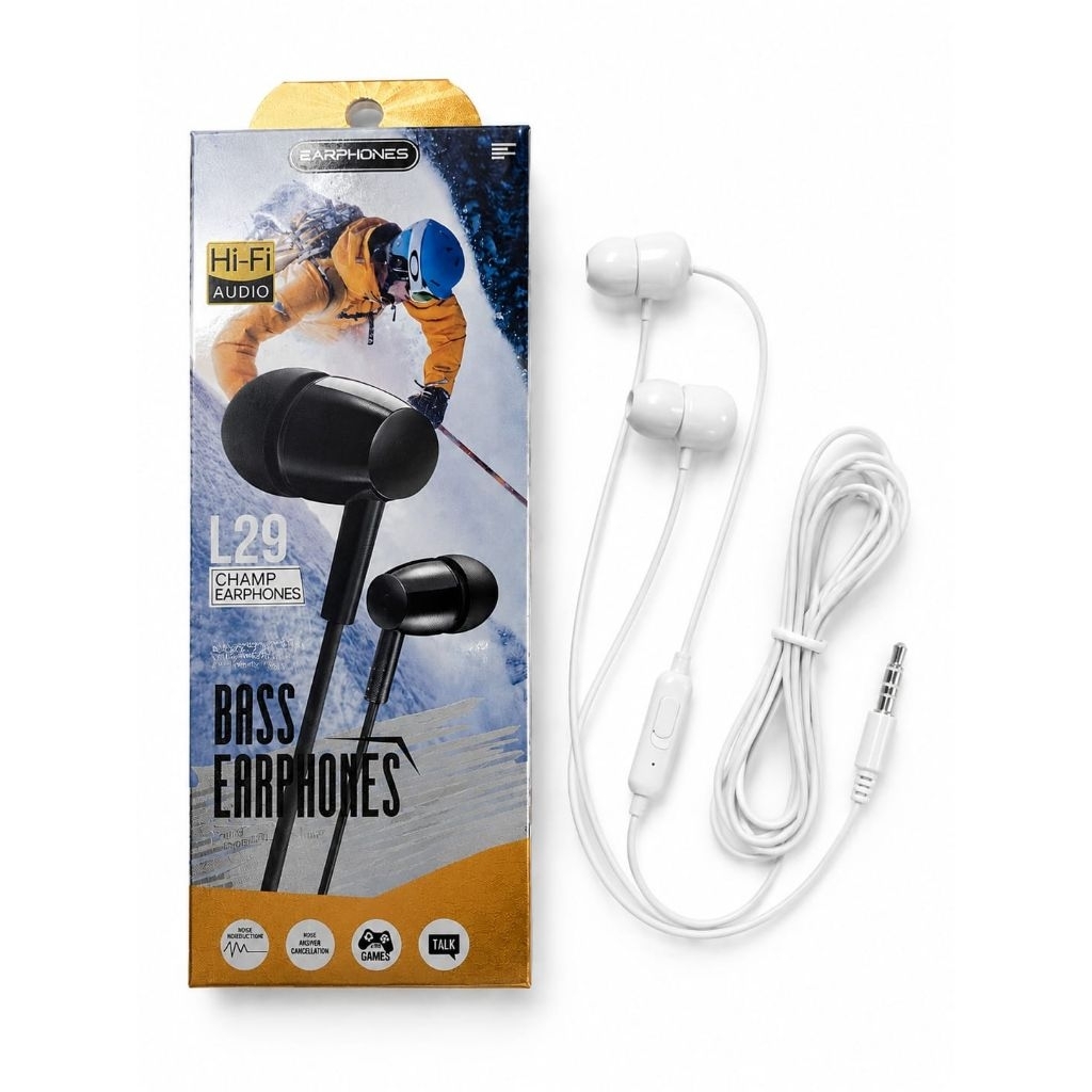 Headset Handsfree L29 Putih Original Super Bass Earphone HiFi Jack 3.5mm
