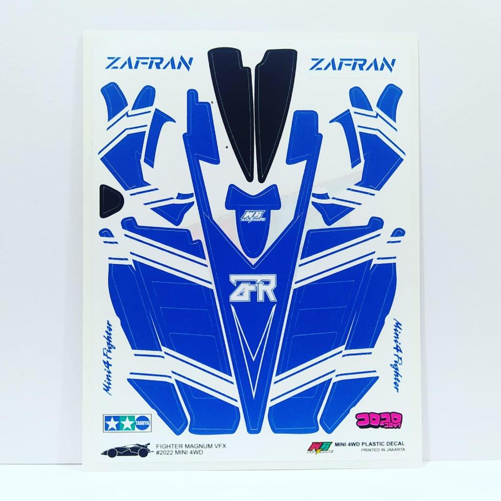 Stiker Fighter Magnum - Zafran - Body Putih Kombinasi Biru - Vinnyl