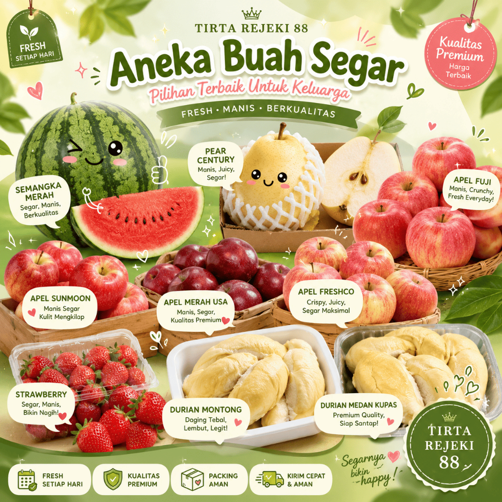 (TULUNGAGUNG) ANEKA BUAH SEGAR APEL, PIR, DURIAN, SEMANGKA - CEK VARIASI