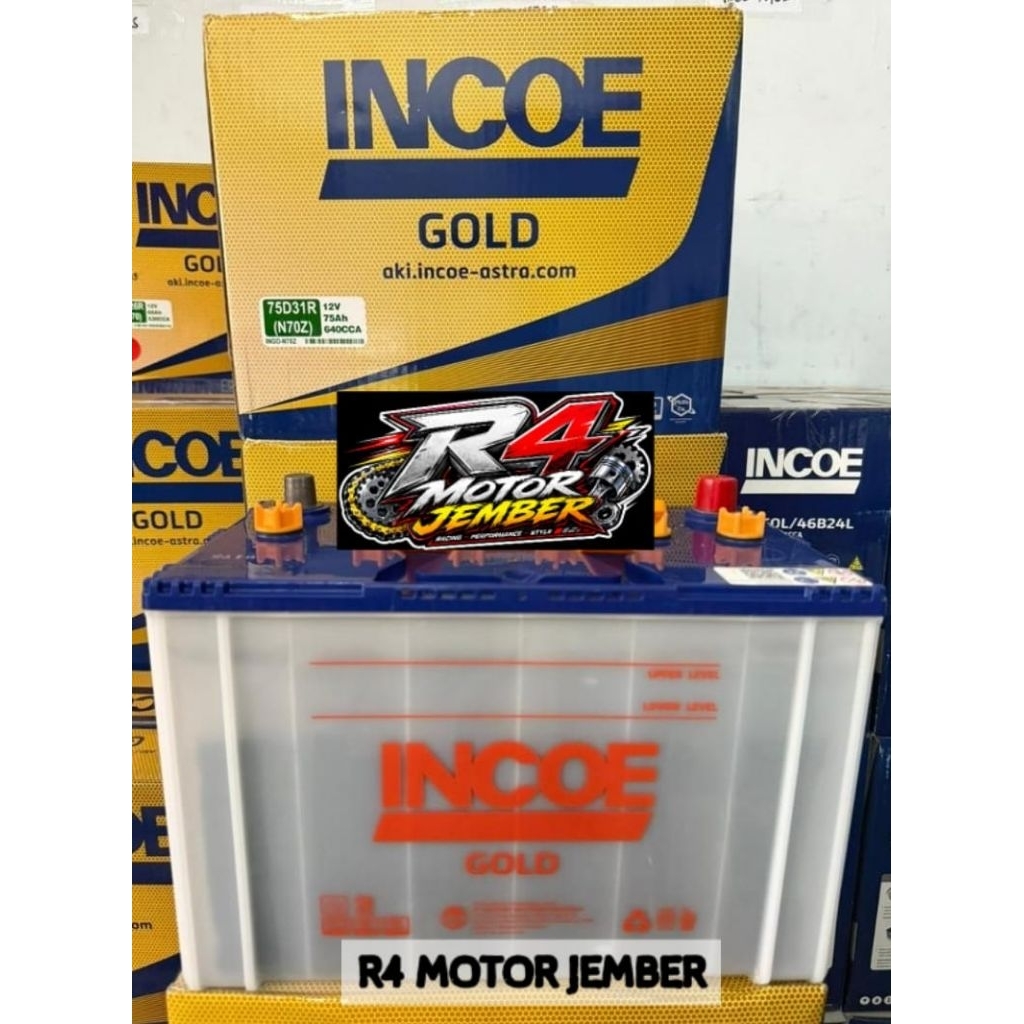 Aki Basah N70Z INCOE GOLD 75 Ah MOBIL MITSUBISHI L300 DIESEL PAJERO DIESEL LAMA EXCEED ORIGINAL