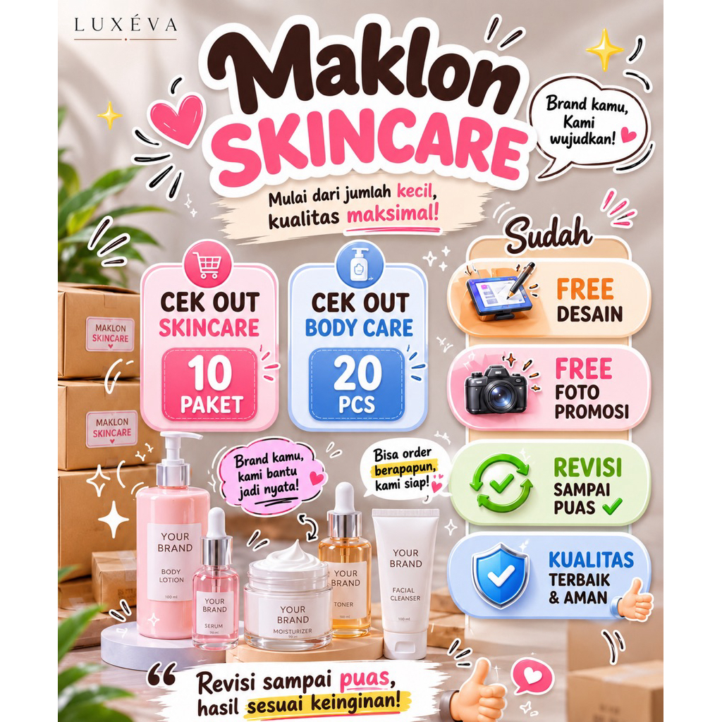 MAKLON SKINCARE  DAN BODY CARE MULAI 10 PAKET | MAKLON MURAH | MAKLON MOQ RENDAH