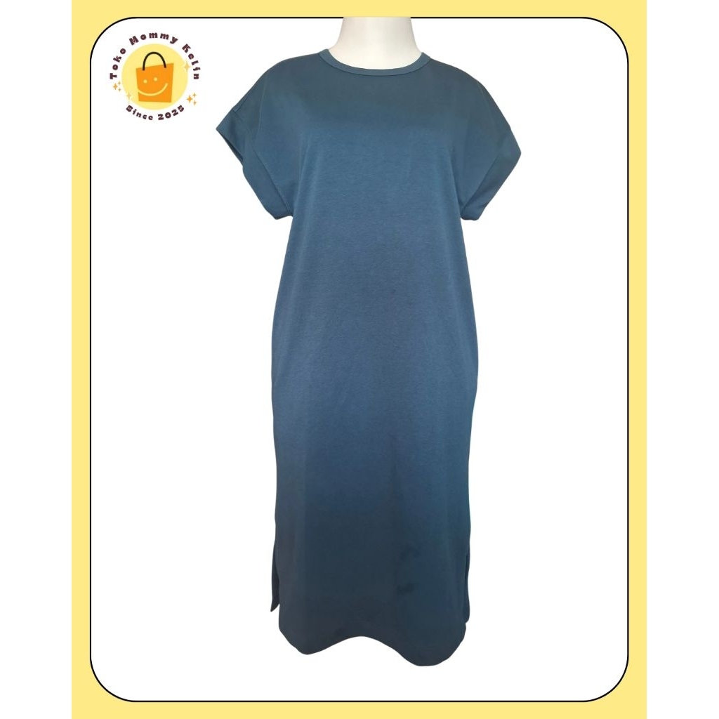 Dress Anak / Terusan Polos Basic / Long Sleeve T-ShirtWarna Hijau Uniqlo ORIGINAL Store - Preloved l